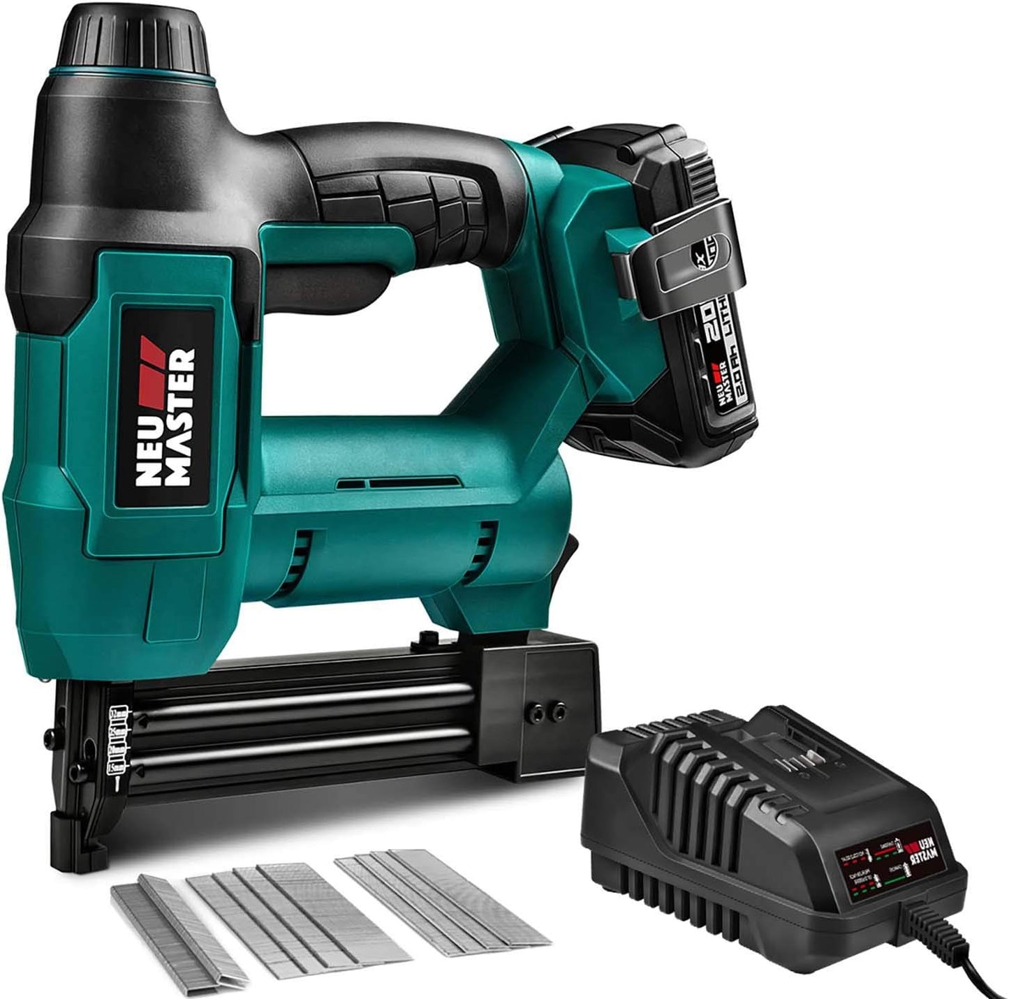 NEU MASTER Cordless Nail Gun Battery Powered, Battery Brad Nailer/Staple Gun