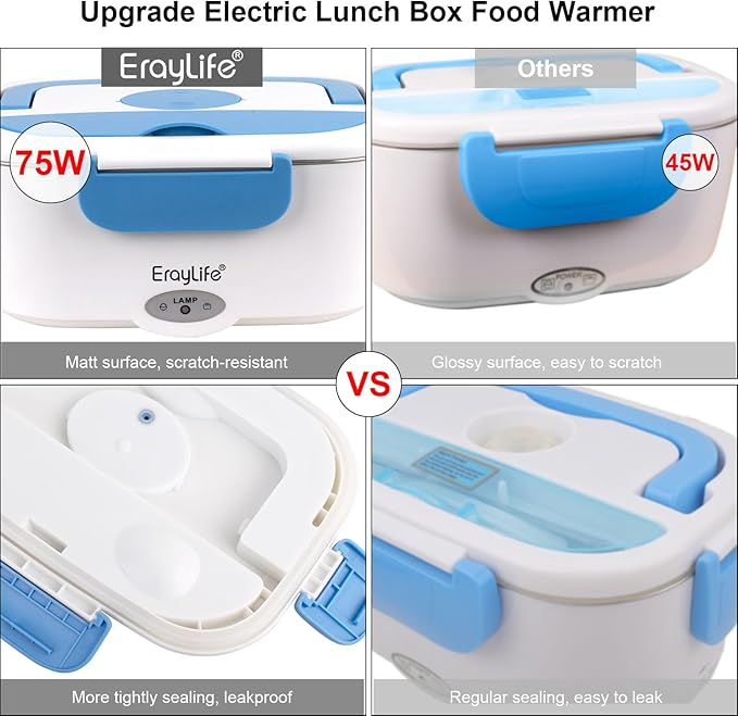 VOVOIR Electric Lunch Box 75 W, 3-in-1 Lunch Box Electric