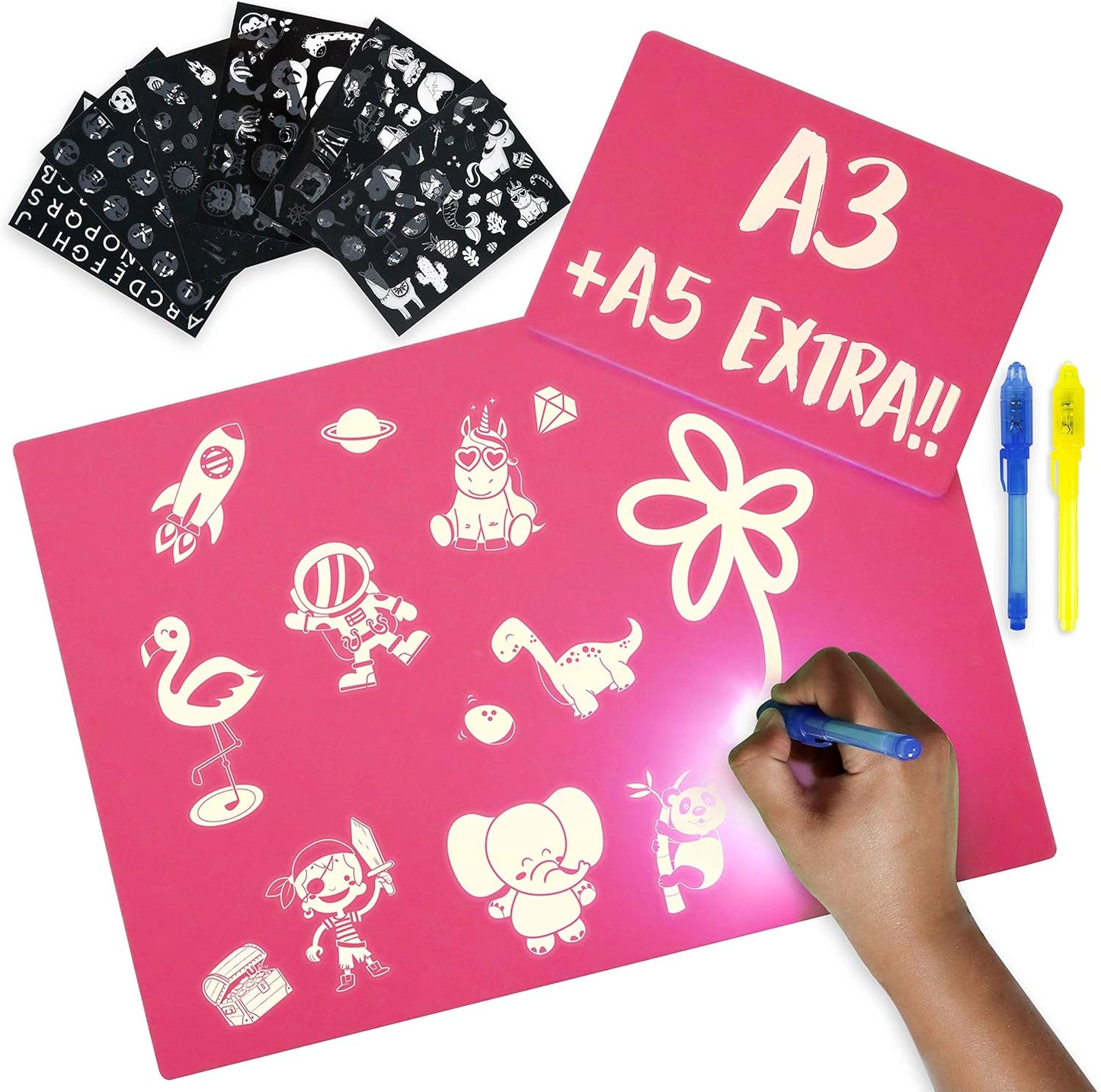 Pink Light Drawing Board Kids A3 and A5 (WITHOUT PEN)