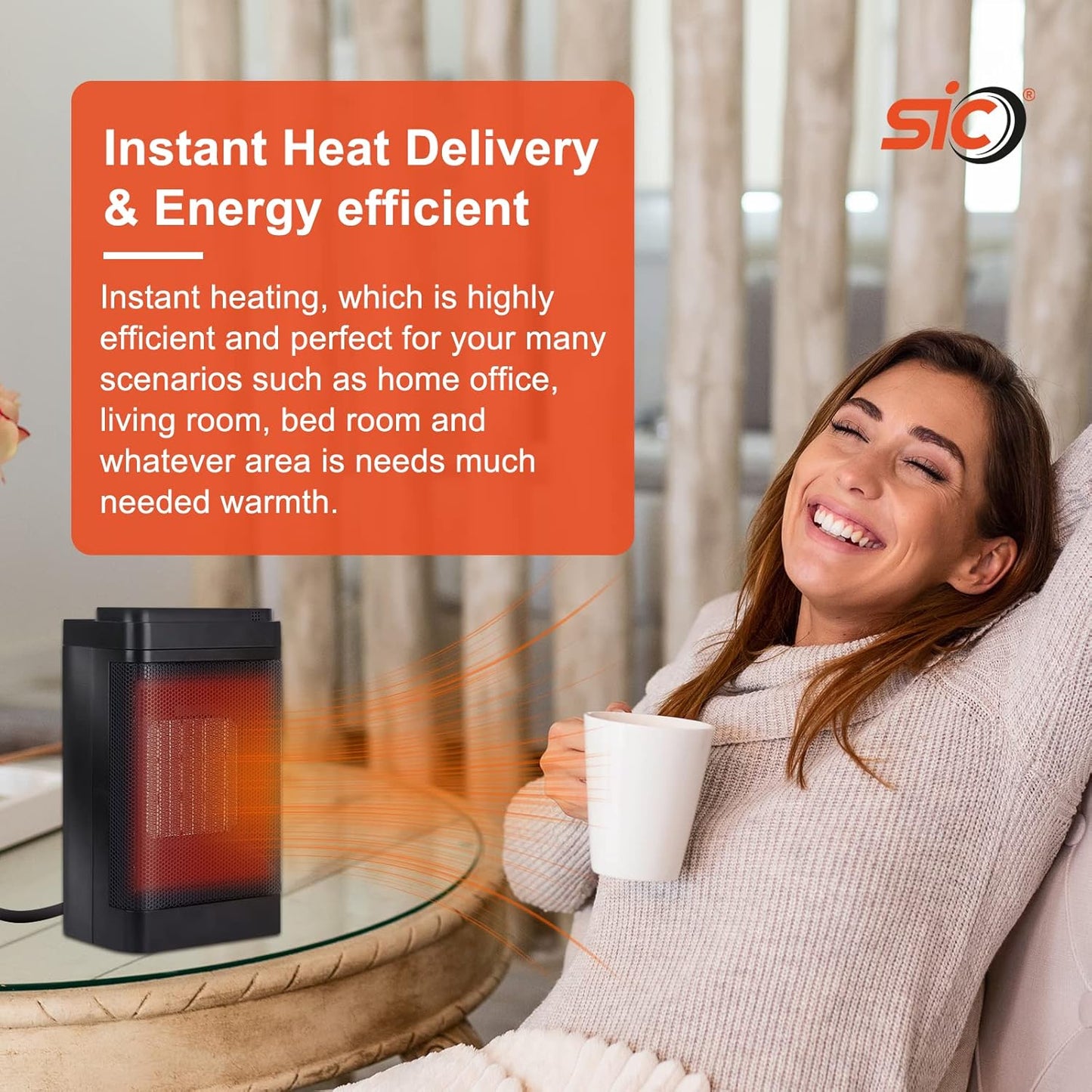 2000W Ceramic Heater with 4 Heat Settings ( Without Remote )
