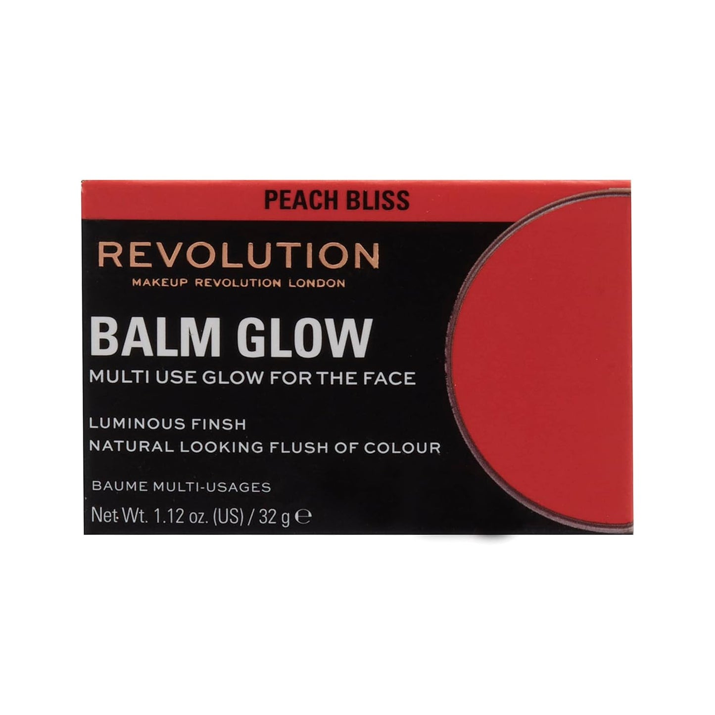 ( DEAL PACK OF 3 ) Revolution, Balm Glow, Multi-Use Balm for Cheeks, Eyes & Lips, Buildable Formula, Dewy Finish, Peach Bliss, 1.12 Oz.