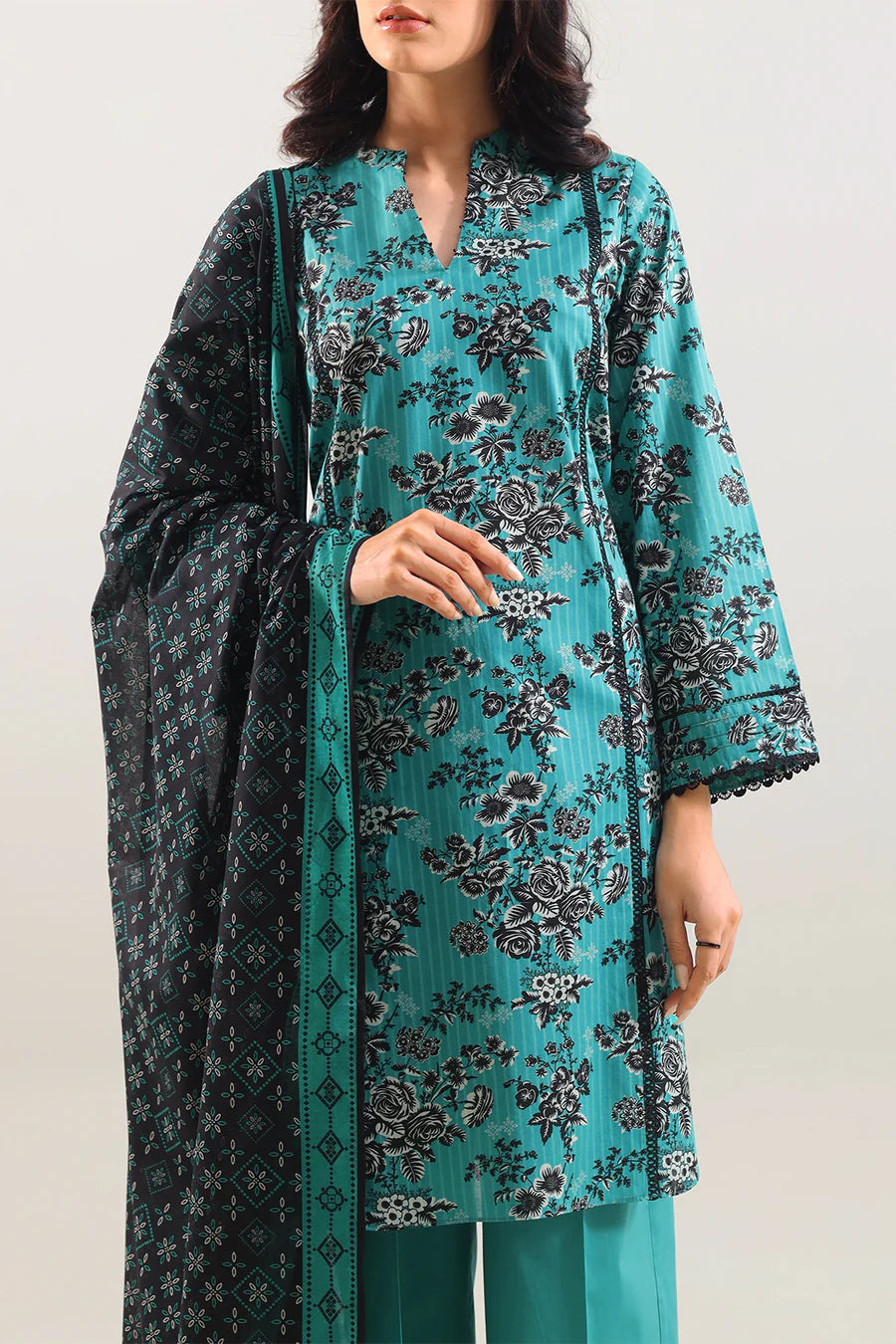 SAYA Stripe Lawn 3 Piece