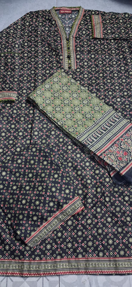 BIN SAEED 3 PIECE LAWN ( STITCHED )