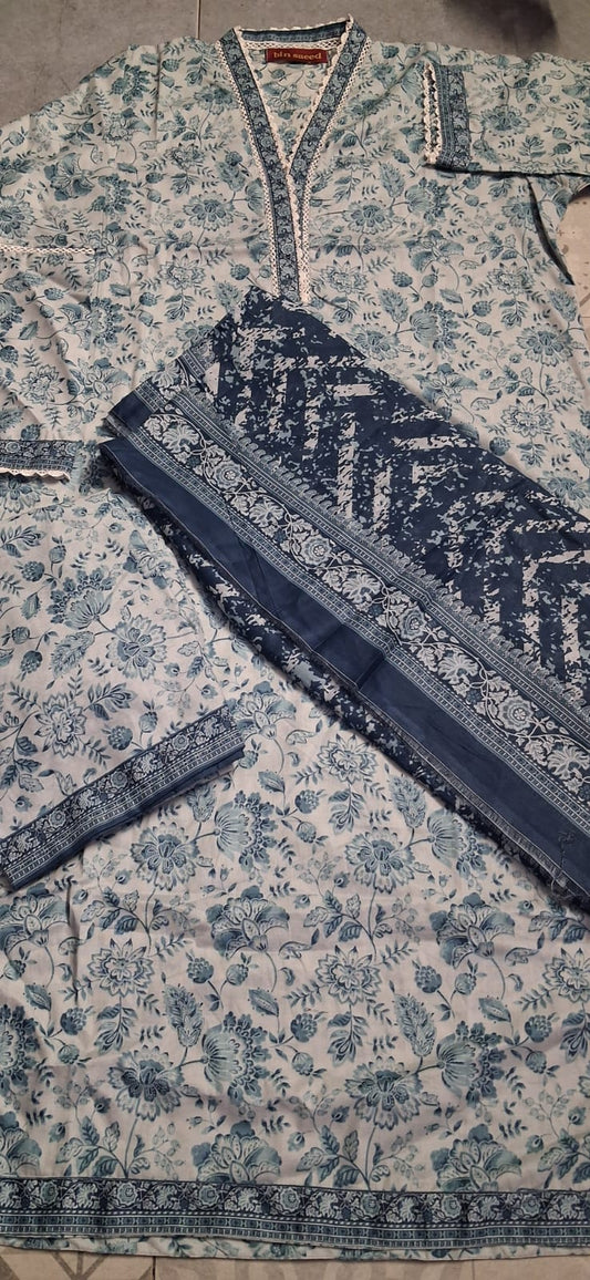 BIN SAEED 3 PIECE LAWN ( STITCHED )
