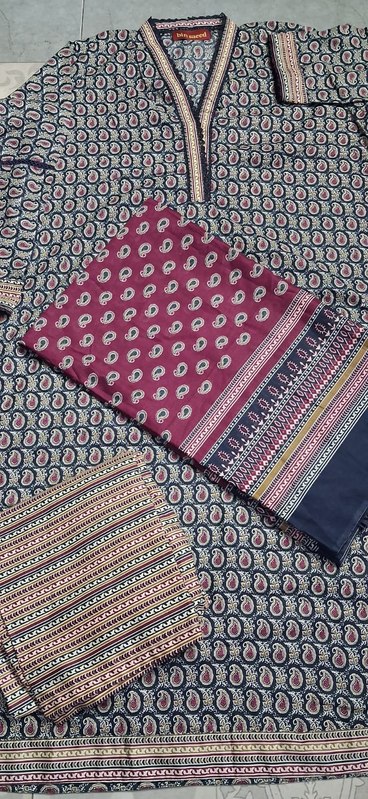 BIN SAEED 3 PIECE LAWN ( STITCHED )