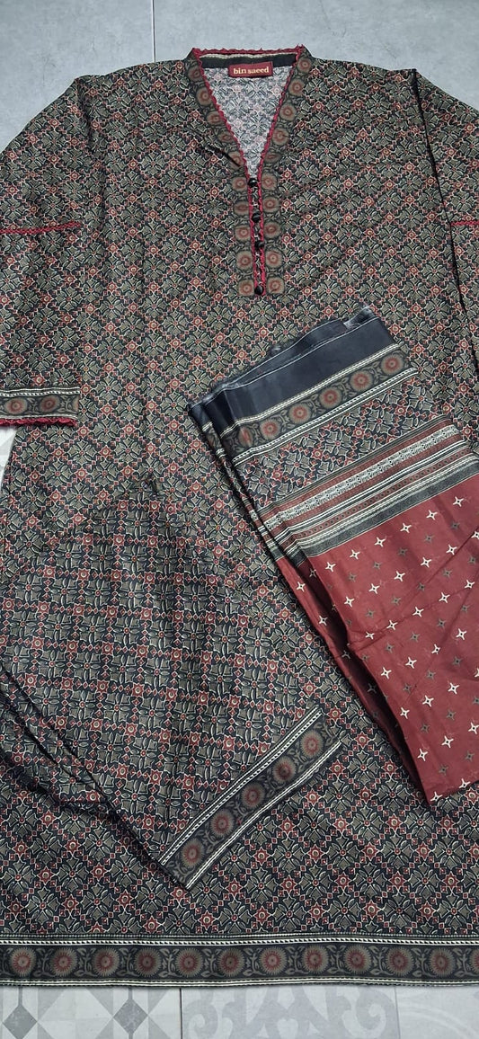 BIN SAEED 3 PIECE LAWN ( STITCHED )