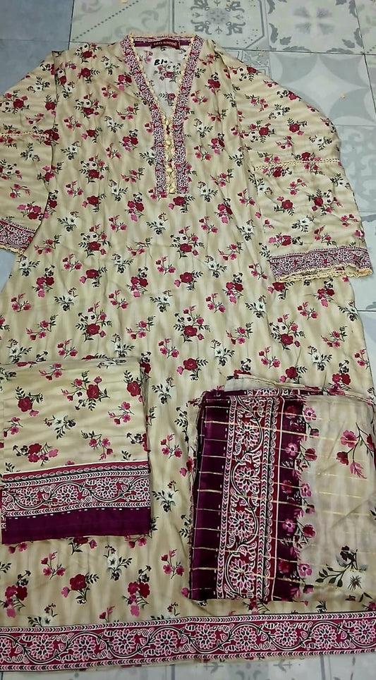 BIN SAEED 3 PIECE LAWN ( STITCHED )