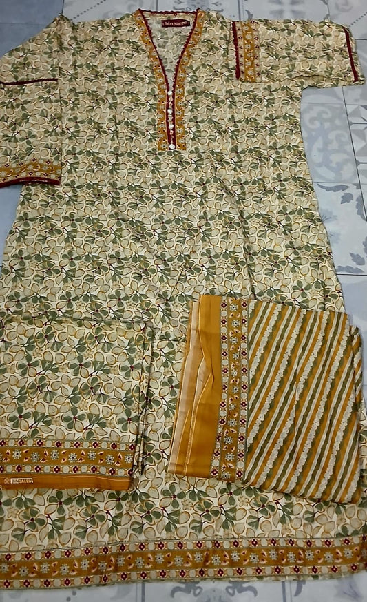BIN SAEED 3 PIECE LAWN ( STITCHED )