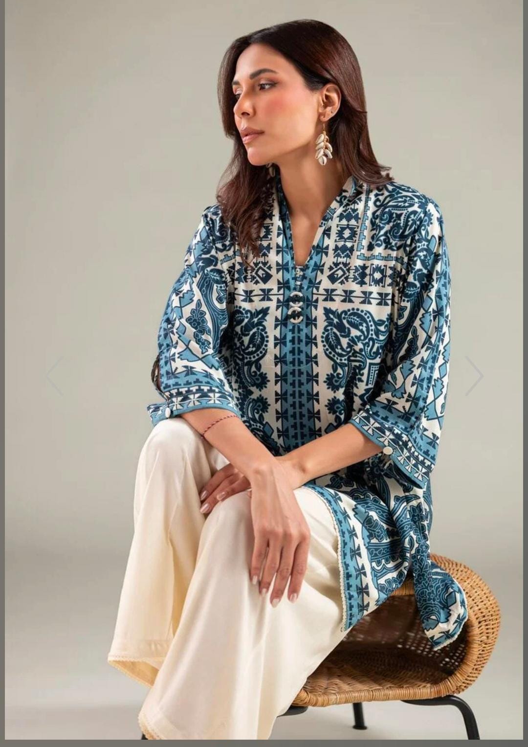 KHAADI Geometric Kurta (STITCHED)