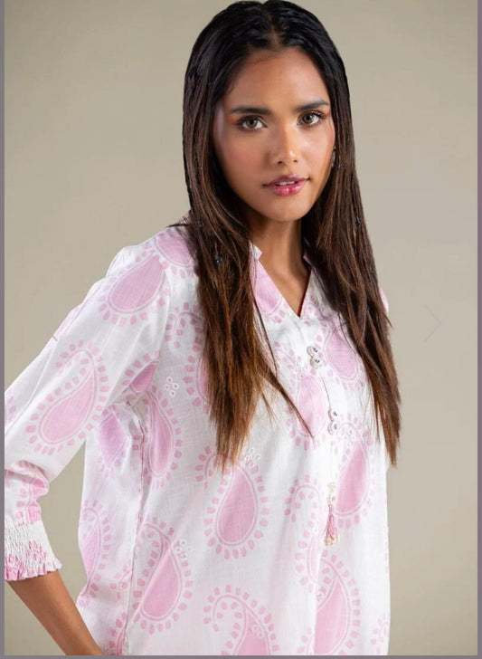 KHAADI Floral Printed Embroidered Kurta (STITCHED)