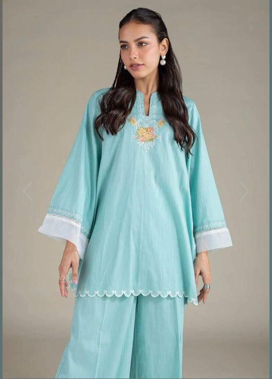 KHAADI Textured Floral Embroidered Kurta (STITCHED)