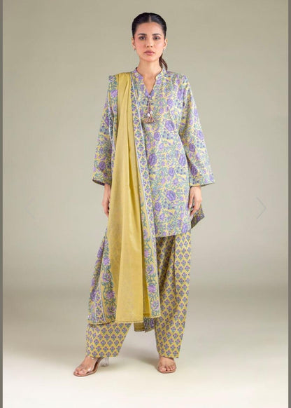 KHAADI Floral Band-Collar Kurta (STITCHED)