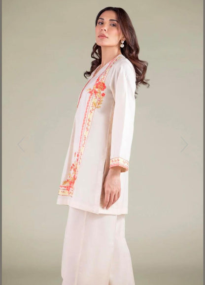 KHAADI Floral V-Neck Embroidered Kurta (STITCHED)