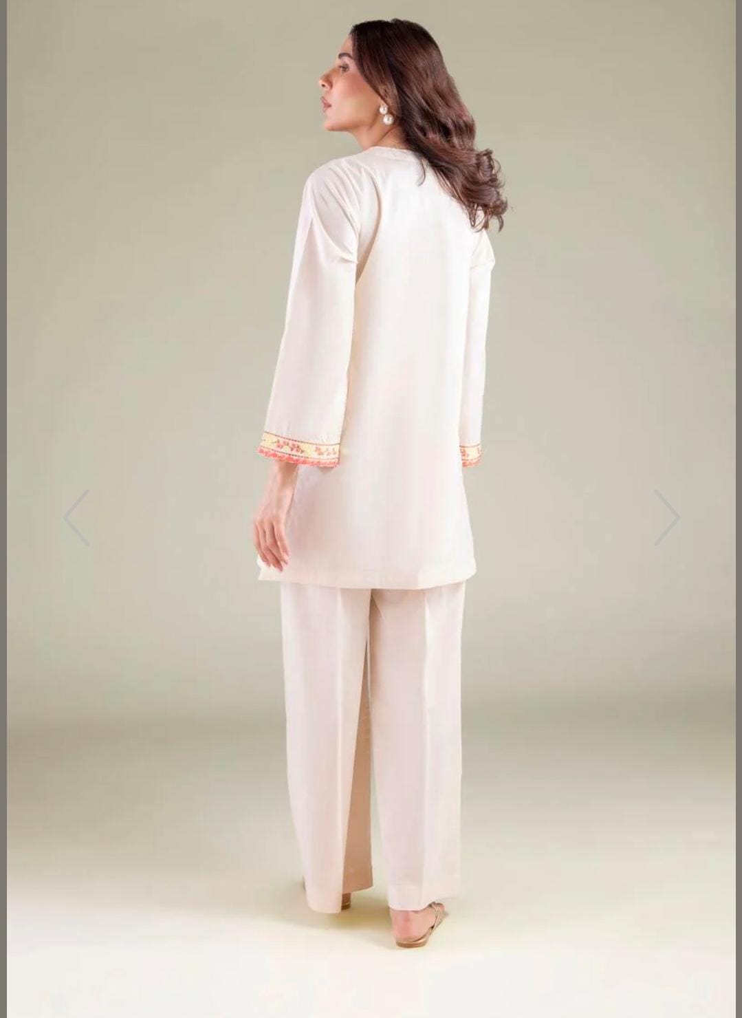 KHAADI Floral V-Neck Embroidered Kurta (STITCHED)