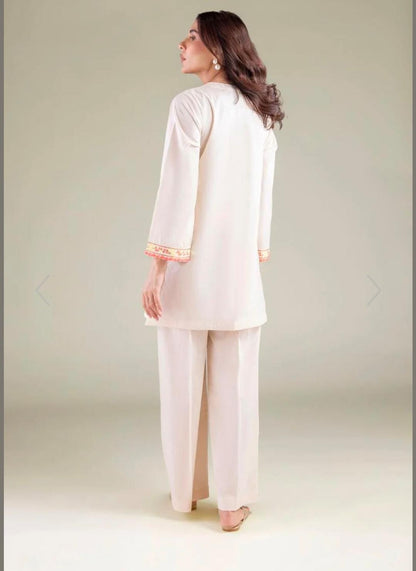 KHAADI Floral V-Neck Embroidered Kurta (STITCHED)