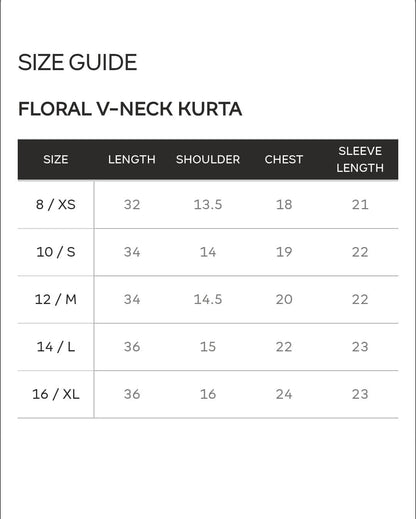 KHAADI Floral V-Neck Embroidered Kurta (STITCHED)