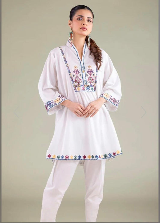 KHAADI Geometric V-Neck Embroidered 2 PIECE (STITCHED)